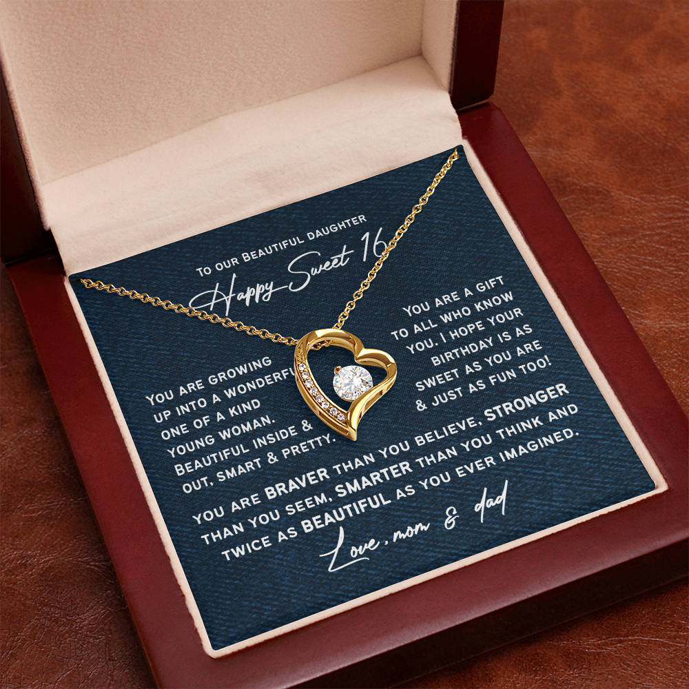 Sweet 16 Gifts for Daughter | Happy 16th Birthday Necklace Present for 16 Year Old Girl | Birthday Keepsake Gift from Dad or Mom