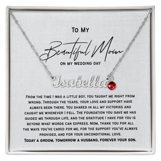 Mother of the Groom Necklace Gift, Wedding Gift from Son to Mom, Groom to Mother Gift, Sentimental Jewelry for Mom