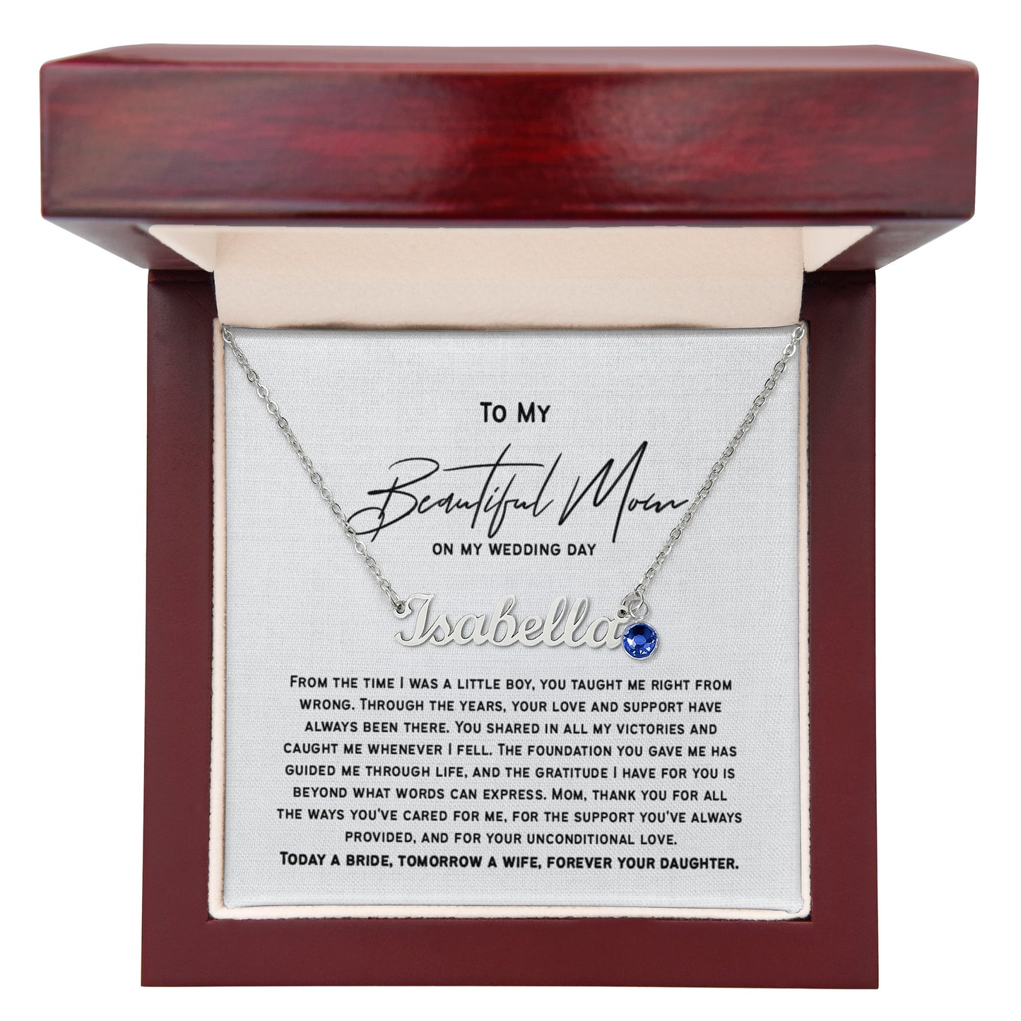 Mother of the Bride Necklace Gift | Wedding Gift from Daughter to Mom | Bride to Mother Gift | Sentimental Jewelry for Mom