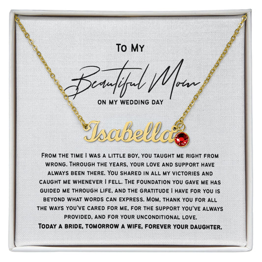 Mother of the Bride Necklace Gift | Wedding Gift from Daughter to Mom | Bride to Mother Gift | Sentimental Jewelry for Mom