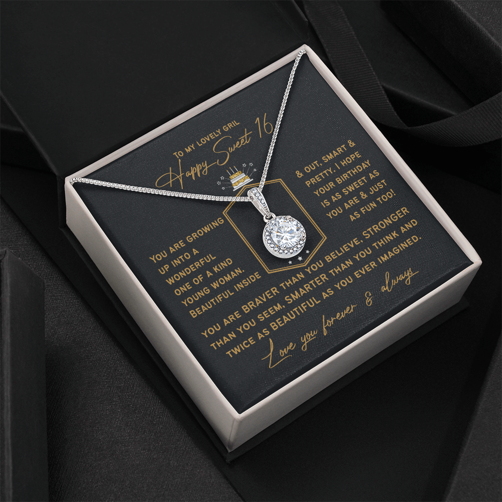 Sweet 16 Gifts for Daughter | Happy 16th Birthday Necklace Present for 16 Year Old Girl | Birthday Keepsake Gift from Dad, Mom or Grandparents
