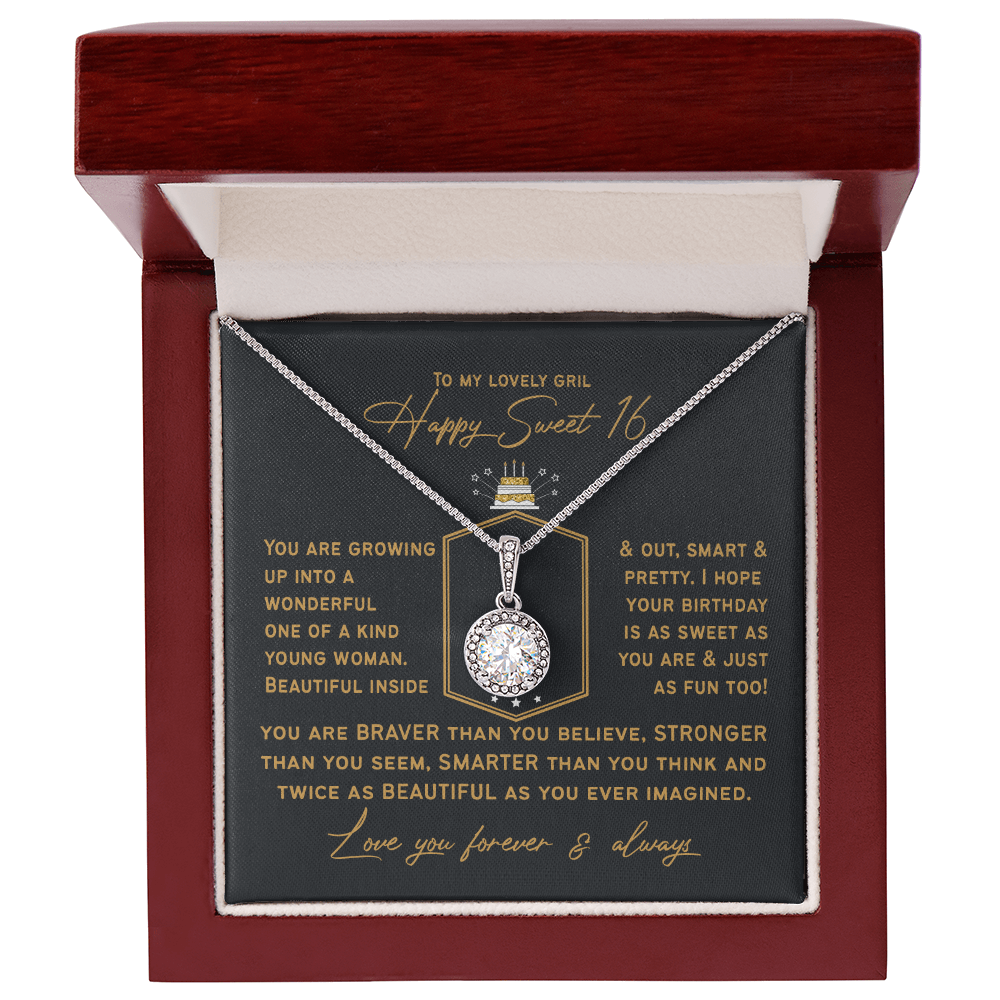 Sweet 16 Gifts for Daughter | Happy 16th Birthday Necklace Present for 16 Year Old Girl | Birthday Keepsake Gift from Dad, Mom or Grandparents