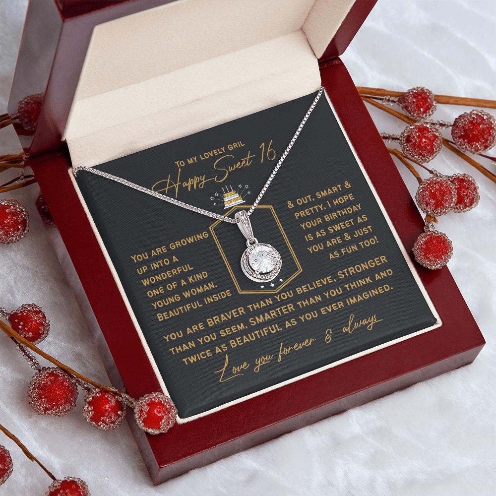 Sweet 16 Gifts for Daughter | Happy 16th Birthday Necklace Present for 16 Year Old Girl | Birthday Keepsake Gift from Dad, Mom or Grandparents