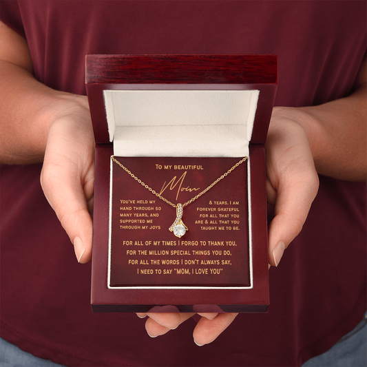 Stylish Necklace Gift for Mom from Son or Daughter  | Mothers Day Necklace for Mom | Mother Child Jewelry | Love You Mom Gift