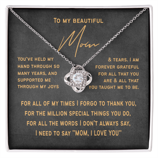 Stylish Necklace Gift for Mom from Son or Daughter  | Mothers Day Necklace for Mom | Mother Child Jewelry | Love You Mom Gift