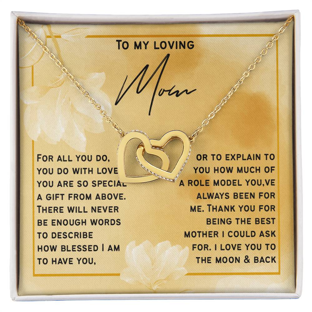 Interlocking Hearts Necklace Gift for My Loving Mom | Son or Daughter One of a Kind Present to Mom