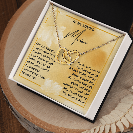 Interlocking Hearts Necklace Gift for My Loving Mom | Son or Daughter One of a Kind Present to Mom