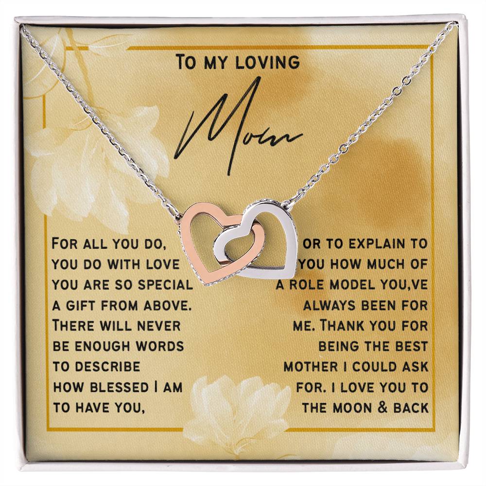 Interlocking Hearts Necklace Gift for My Loving Mom | Son or Daughter One of a Kind Present to Mom