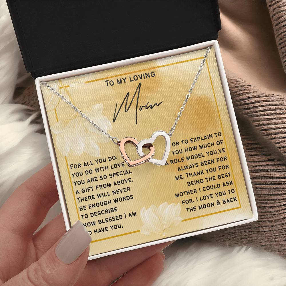 Interlocking Hearts Necklace Gift for My Loving Mom | Son or Daughter One of a Kind Present to Mom