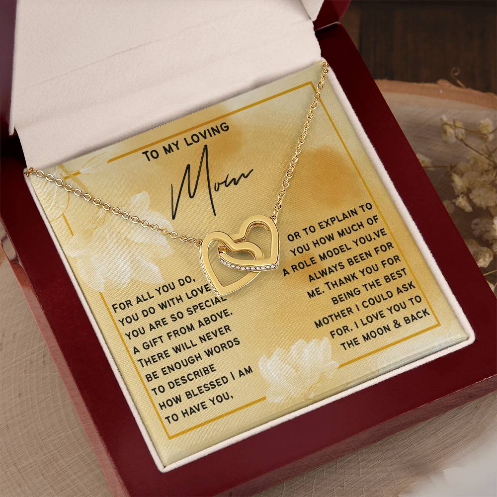 Interlocking Hearts Necklace Gift for My Loving Mom | Son or Daughter One of a Kind Present to Mom