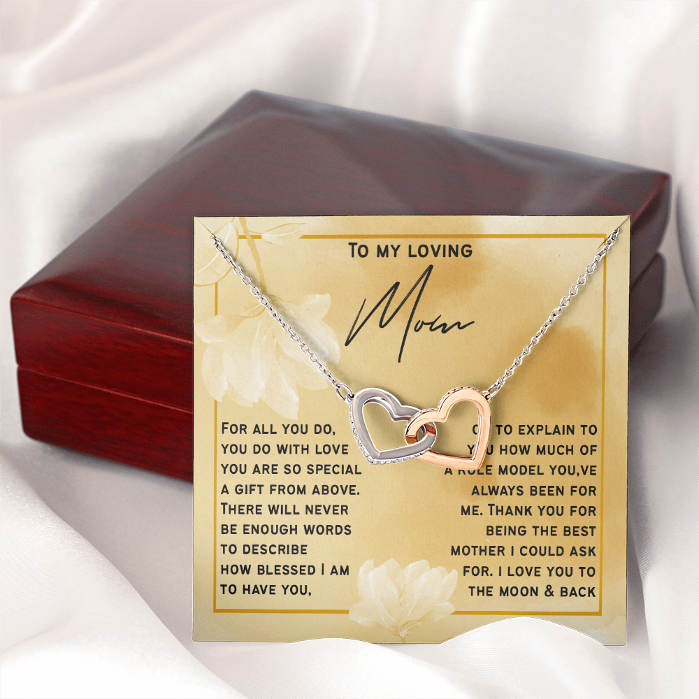 Interlocking Hearts Necklace Gift for My Loving Mom | Son or Daughter One of a Kind Present to Mom