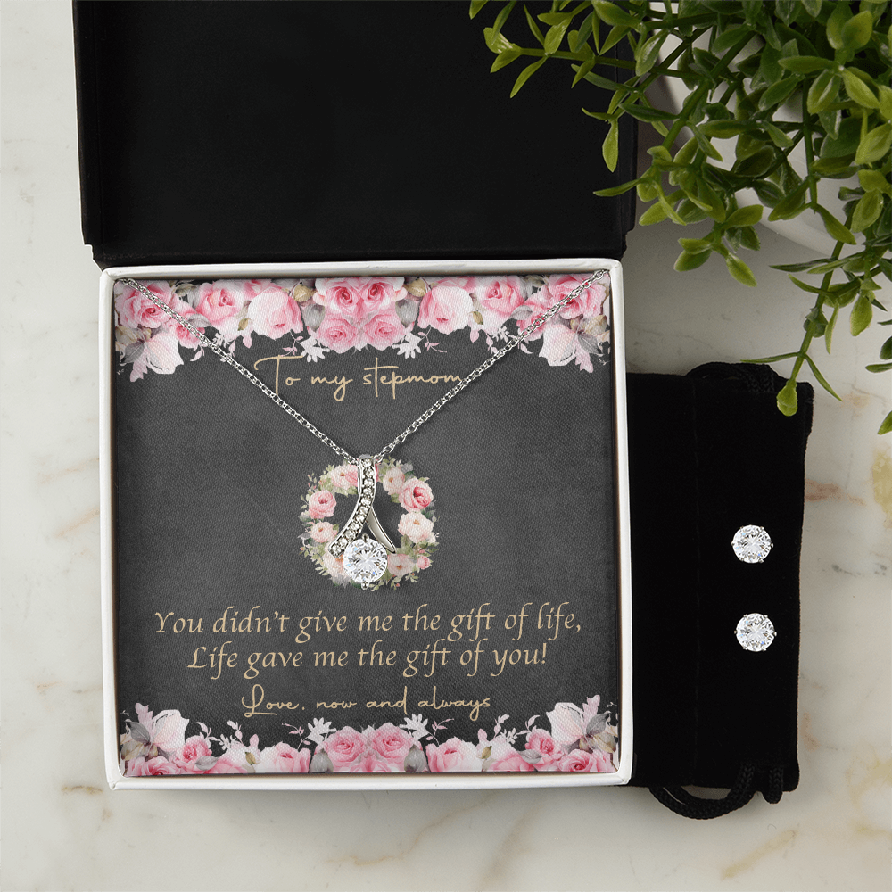 Stepmom Necklace & Earring Set Gift from Stepchild | Emotional Gift for Stepmom – Mother's Day Birthday Keepsake