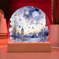 Starry Night in the Snow: Cityscape Acrylic Dome Decor | A gift for your loved ones