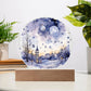 Radiant 2026 Cityscape Fireworks: Hand-Painted Circular Acrylic Plaque - Stunning New Year's Gift