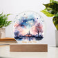 Captivating 2026 City Skyline Fireworks: Handcrafted Watercolor Circular Acrylic Plaque - Unique New Year's Gift!