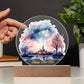 Captivating 2026 City Skyline Fireworks: Handcrafted Watercolor Circular Acrylic Plaque - Unique New Year's Gift!