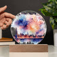 New Year 2026 Celebration: City Skyline Fireworks on Circular Acrylic Plaque - Unique Gift Idea!