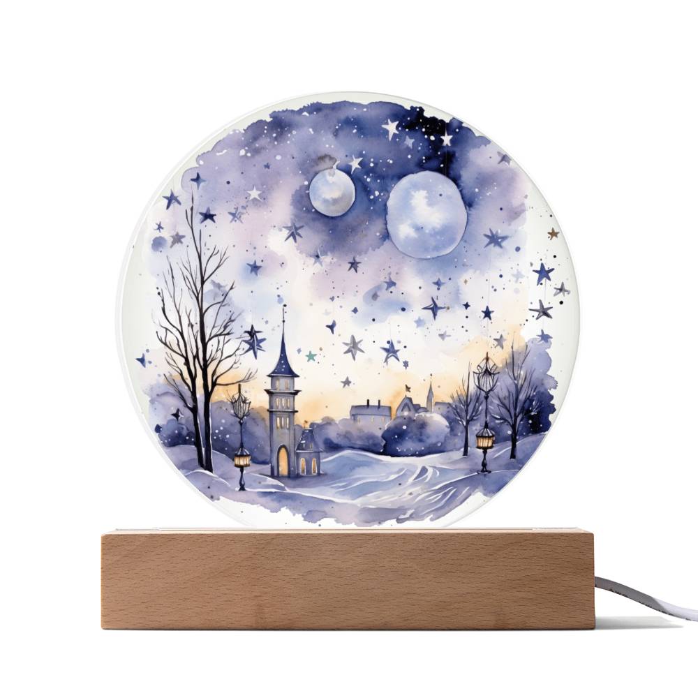Radiant 2026 Cityscape Fireworks: Hand-Painted Circular Acrylic Plaque - Stunning New Year's Gift