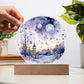 Radiant 2026 Cityscape Fireworks: Hand-Painted Circular Acrylic Plaque - Stunning New Year's Gift