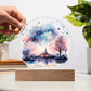 Captivating 2026 City Skyline Fireworks: Handcrafted Watercolor Circular Acrylic Plaque - Unique New Year's Gift!