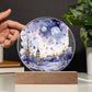 Radiant 2026 Cityscape Fireworks: Hand-Painted Circular Acrylic Plaque - Stunning New Year's Gift