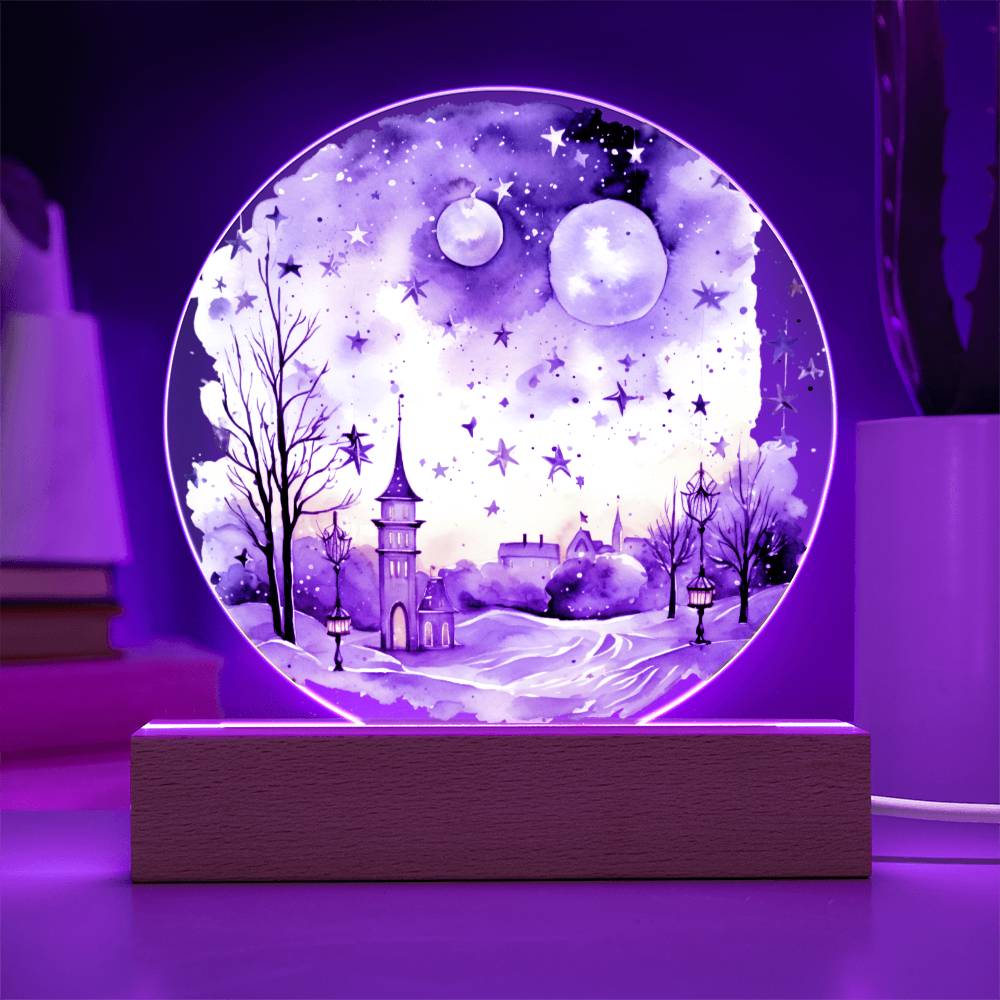 Radiant 2026 Cityscape Fireworks: Hand-Painted Circular Acrylic Plaque - Stunning New Year's Gift