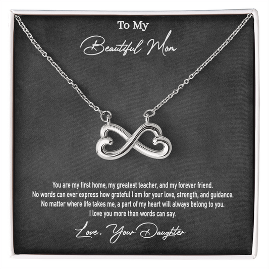Daughter to Mother Gift | Endless Love Heart Infinity Necklace for Mom | "I Love You More Than Words Can Say"