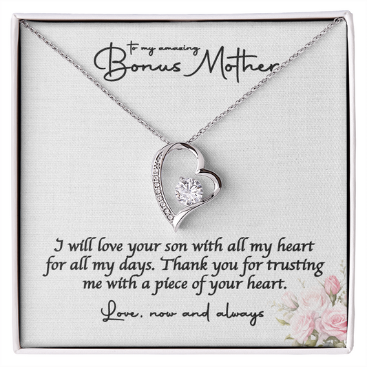 Bride Necklace Gift For Bonus Mom , Step Mom Stylish Jewelry Gift with a Kind Heartwarming  Message Card, Mother in Law Gift from Bride, MIL Wedding Gift, Step Mother of the Bride Gift Jewelry