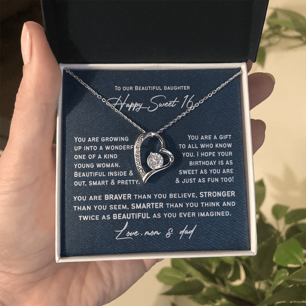 Sweet 16 Gifts for Daughter | Happy 16th Birthday Necklace Present for 16 Year Old Girl | Birthday Keepsake Gift from Dad or Mom