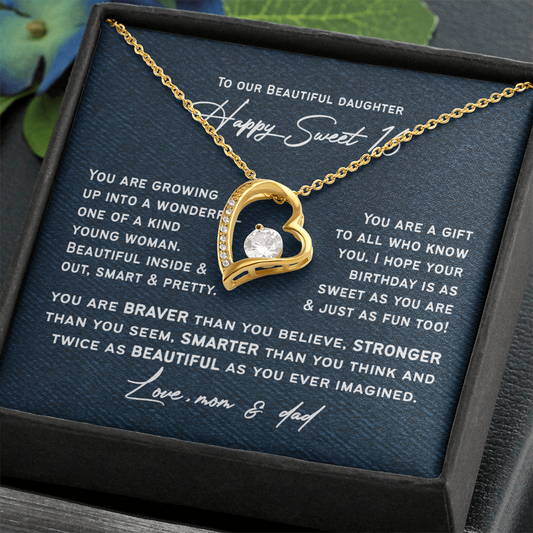 Sweet 16 Gifts for Daughter | Happy 16th Birthday Necklace Present for 16 Year Old Girl | Birthday Keepsake Gift from Dad or Mom